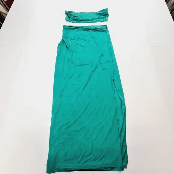 Superdown Karolyna Maxi Skirt Set in Teal Large